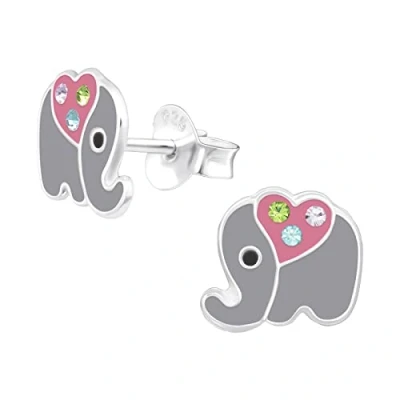 Image of The Rose &amp; Silver Company Women Girls 925 Sterling Elephant Stud Earrings