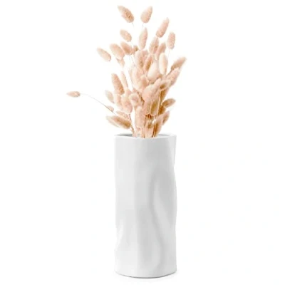 Image of Navaris Sculptural Ceramic Vases For Flowers White Modern Vase The Home And Office Stylish Flower Decor 25cm/9.8 Inches High
