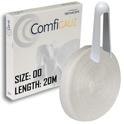 Image of Comfigauz Size &#039;00&#039; Tubular Natural Cotton Stockinette Dressing Unstretched Width 1.2cm Ideal for Toes 20m Length (1 Box) + Applicator