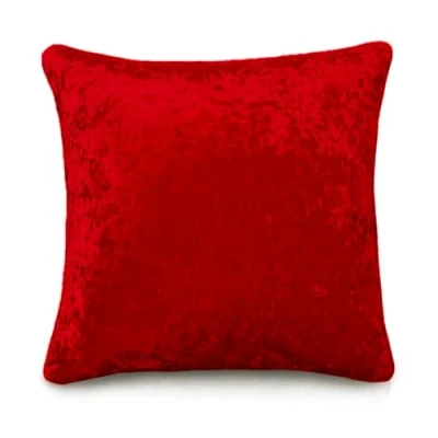 Image of Rohi Luxury Crushed Velvet Cushion Cover Soft, Durable, and Elegant for Living Room &amp; Bedroom Décor (Red, 18&quot; x 18&quot;)