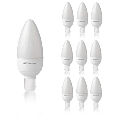 Image of Pack of 10 x Megaman 143354 LED Candle Light Bulbs Opal B15 SBC 4000K Cool White 5.5 W