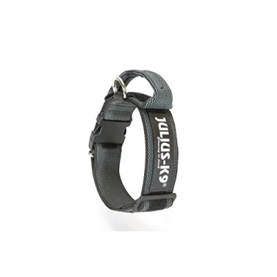 Image of Julius K9 Colour and Gray Collar with Handle, Safety Lock Interchangeable Patch, 50 mm (49 70 cm), Black
