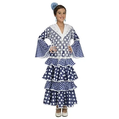 Image of My Other Me Alvero Flamenco Costume for Girls, blue (viving Costumes) 10 12 años