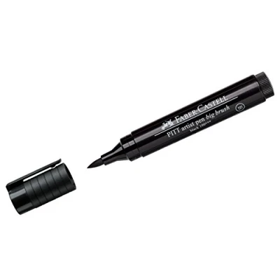 Image of Faber Castell Art &amp; Graphic Pitt Artist Pen Big Brush India Ink Pen, Black, Single For Art, Craft, Drawing, Sketching, Home, School, University, Colouring