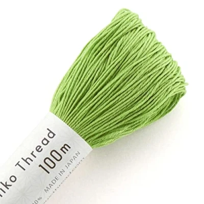 Image of Olympus Sashiko Thread 100m Skein col.107 Light Green Japanese Embroidery &amp; Quilting