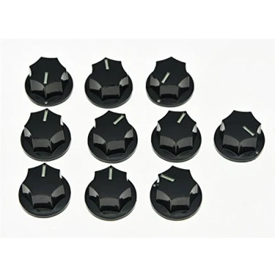 Image of KAISH 10pcs Import Metric Size Large Jazz Style J Bass Volume Knobs Effect Pedal Black