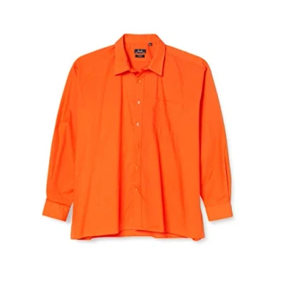 Image of Premier Workwear Mens Long Sleeve Poplin Shirt Orange Size 14.5&quot;(37cm)