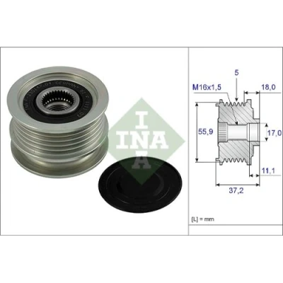 Image of 038903023P, 038903023T, 038903025, 038903025A, 038903119Q Freewheel Clutch INA 535 0018 10 Requires special tools for mounting