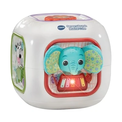 Image of VTech Baby Sensory Sounds Musical Cube,Interactive Toy with Nursery Rhymes,Classical Tunes and Manipulatives,Teaches Animals Instruments,Gift for Babies 3,6,12,18 Months Plus, English Version