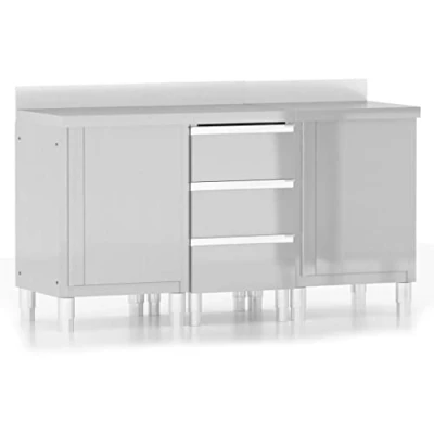 Image of vidaXL 3x Commercial Kitchen Cabinets Business Food Service Restaurant Cupboard Storage Cabinet Working Table Furniture Stainless Steel