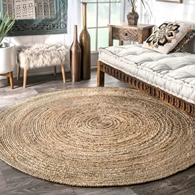 Image of nuLOOM Rigo Hand Woven Farmhouse Jute Area Rug, 183 cm Round, Natural