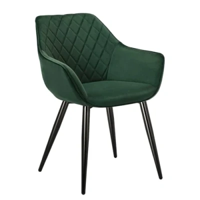 Image of WOLTU 1 X Dining Chair Green Kitchen Reception Velvet with Padded Seat, Arms and Back for Counter Lounge Living Room, BH153gn
