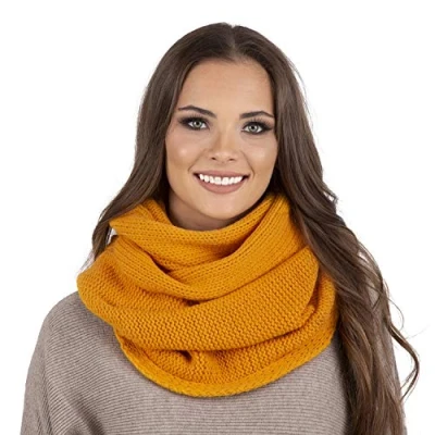 Image of Vivisence Stylish And Elegant Women’S Winter Snood Scarf Thick Warm For Ultimate Comfort Crafted Perfect Accessory Staying Cozy Chic During Cold Weather, Honey,UNI