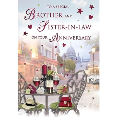 Image of Regal Publishing STUNNING COLOURFUL RELAXING IN THE SUNSHINE BROTHER &amp; SISTER LAW ANNIVERSARY CARD