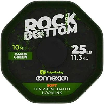 Image of Ridgemonkey Connexion Rock Bottom Camo Green Tungsten Soft Coated hooklink (25lb) Carp material