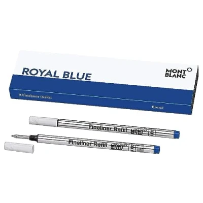 Image of Montblanc Fineliner Refills (B) Royal Blue 124500 Refill Cartridge with a Broad Tip for and Rollerball Pens 2 x
