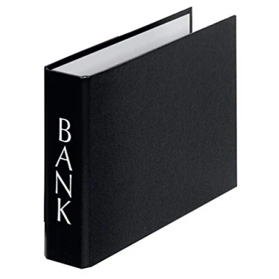 Image of Original Falken bank file. Made in Germany. For DIN A5 landscape file with PP plastic cover outside 2 ring mechanism black statement binder double letter