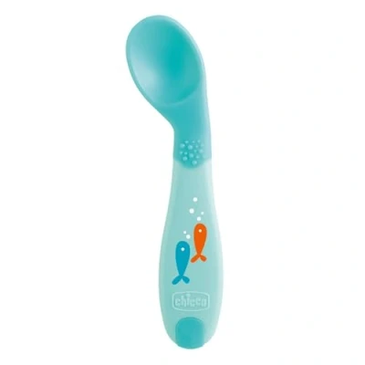 Image of Chicco Ma First Angled Spoon x1 Blue 8 m +