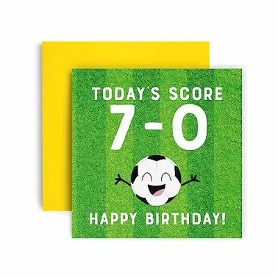 Image of Huxters 7th Birthday Card Cards for Boys Girls Football Goals Scored Happy Son or Daughter Brother Sister Friend Envelope (7th)