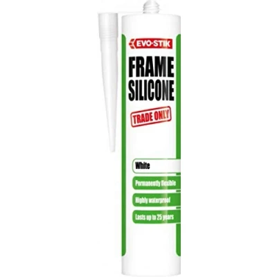 Image of Evo Stik Frame Silicone Sealant, Ideal for Door and Window Frames, Highly Waterproof, Permanently Flexible, Lasts up to 25 Years, Colour: White, Size: 290ml