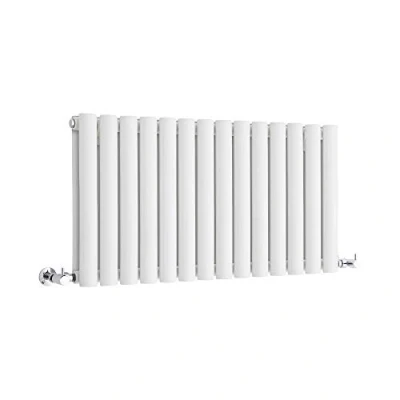 Image of Milano Aruba White Horizontal Double Oval Panel Radiator 400mm x 826mm
