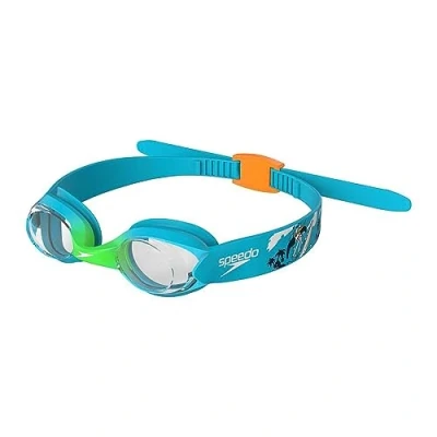 Image of Speedo Infant Illusion Swimming Goggles Secure Fit Anti Fog Leak, Azure/Fluo Green/Fluo Orange, One Size