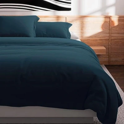 Image of Soleil d&#039;ocre, Plain Cotton Duvet Cover 57 Thread Count 240 x 220 cm Duck Egg Blue