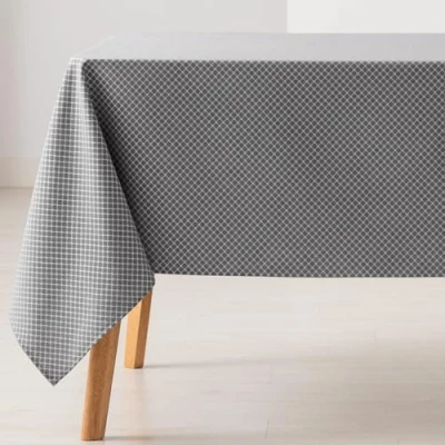 Image of GAMUSI Stain Resistant Tablecloth Rectangular Small Diamond Smooth Jacquard Waterproof 140 x 100 cm, Touch Fabric, Anthracite