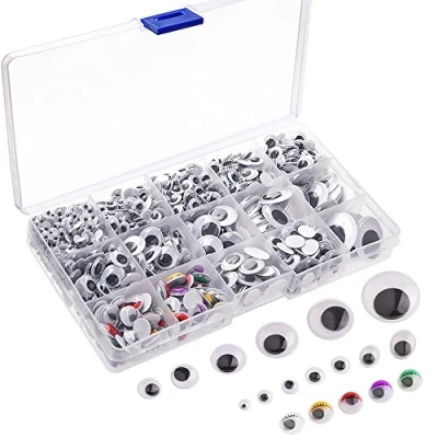 Image of KUUQA 1200 Pieces Plastic Self adhesive Wobbly Googly Wiggle Eyes for DIY Craft Scrapbooking Accessories,Teddy Bear Doll Making Toys Eyes(Assorted Sizes)
