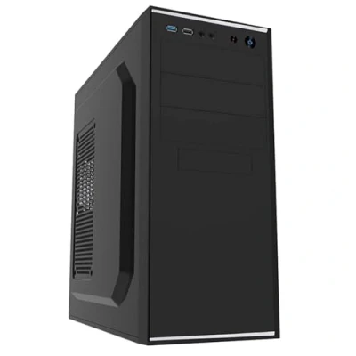 Image of CiT Jet Stream Midi Case with Silver Stripe and 500 W Power Supply Black,41.20 x 41.20 18.00