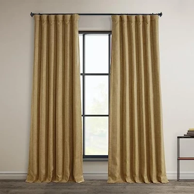 Image of HPD Half Price Drapes Faux Linen Textured Room Darkening Curtains for Bedroom 96 Inches Long (1 Panel), 50W X 96L Living Home Decor, Butterscotch