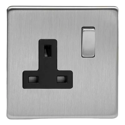 Image of Varilight 1 Gang 13 Amp Single Switched Socket Dimension Screwless Matt Chrome XDS4BS