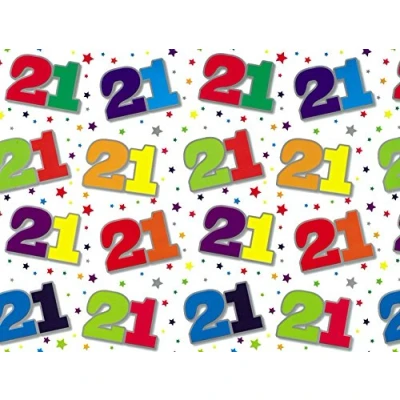 Image of Special Age 21 Gift Wrapping Paper 1 Sheet &amp; Matching Tag 21st Birthday