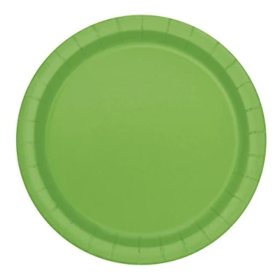 Image of Lime Green Solid Round Paper Dessert Plates (17cm) 20 Count Vibrant for Parties and Events, Perfect Appetizers, Snacks, Desserts