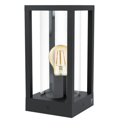 Image of Eglo Cascinetta Outdoor Socket Lamp 1 Bulb Light Vintage Retro Base Made of Cast Aluminium in Black and Clear Glass, with E27 Socket, IP44