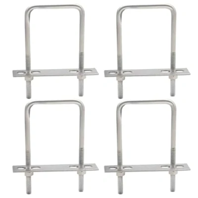 Image of Hocansen 4 Set Square U Bolts M6 Brackets with Nuts, Washer and Frame Plate 50x100mm Stainless Steel Fastener for Car Industrial Applications (US/M6 50x100mm)