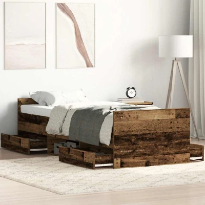Image of Bed Frame without Mattress Old Wood 90x200cm Engineered Vidaxl