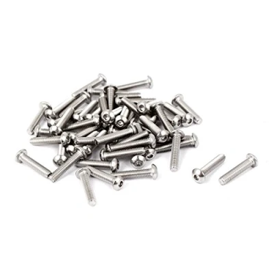 Image of Sourcingmap M2.5 x 12mm Full Thread Button Head Socket Cap Screw Silver Tone 50pcs