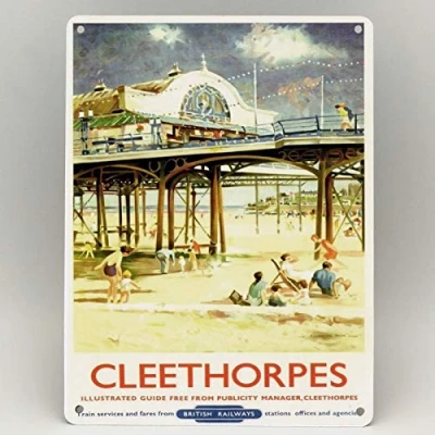 Image of EpochSign CLEETHORPES RAILWAY POSTER Metal Sign SEASIDE BEACH BRITISH RAIL TRAVEL VINTAGE Tin 8x12 inches