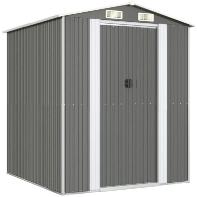 Image of vidaXL Garden Shed Light Grey 192x191x223 cm Galvanised Steel