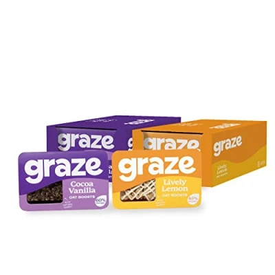 Image of Graze Healthy Snacks, Oat Flapjacks sweets snacks Packaging may vary (Cocoa Vanilla &amp; Lively Lemon, 18)