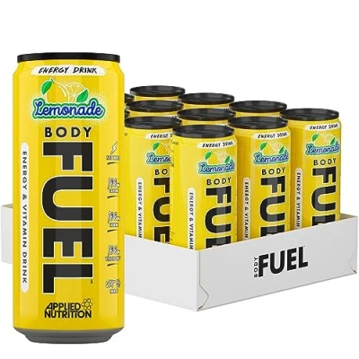 Image of Applied Nutrition BodyFuel Energy &amp; Vitamins Drink Fast Energy, Drink, Sugar Free with Caffeine (Pack of 12 Cans x 330ml) (Lemonade)