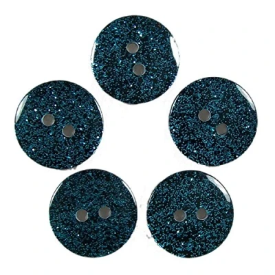 Image of Colour Dark Glitter Buttons 12mm Pack of 5 (Blue)