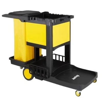Image of Jantex Cleaning Trolley Black with Lockable Cabinet