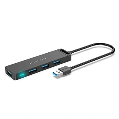 Image of USB Hub, VENTION 4 Port 3.0 Ultra Slim Hub Splitter Extension Multiport Adapter Extender for PS5/PS4/Laptop/MacBook/PC/Flash Drives/Surface