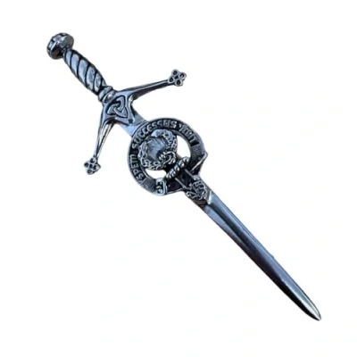 Image of Kilts Wi Hae Ross Clan Crest Pewter Sword Kilt Pin, silver