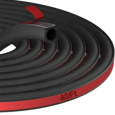 Image of Jobon Car Door Seal Automotive Weather Stripping, Self Adhesive Rubber Strip, D Shape Soundproofing Weatherstripping, Sealing Strip for Truck Hood (10 * 10mm, 12M/40Ft)