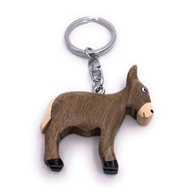 Image of H Customs Donkey Horse Farm Wood Noble Handmade Keychain Pendant