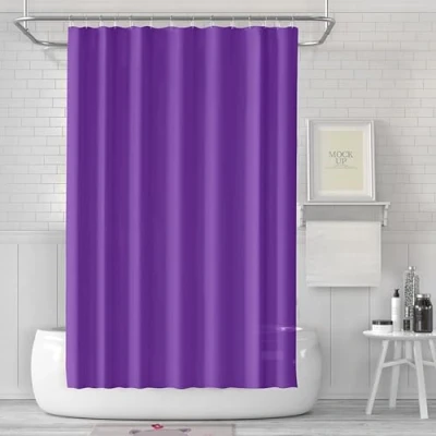 Image of LUKDUNG 180 x cm Bath Curtain, Shower Anti Mould in Bathroom, Curtain for Bathtub, Shower, Made of Fabric, Waterproof, Washable, Washable PEVA with 12 Rings,