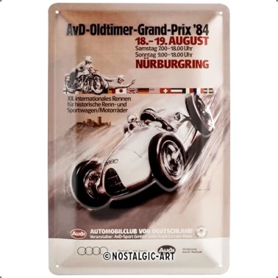 Image of Nostalgic Art Retro Tin Sign Audi AvD Oldtimer Grand Prix Gift idea for car fans, Metal Plaque, 20 x 30 cm
